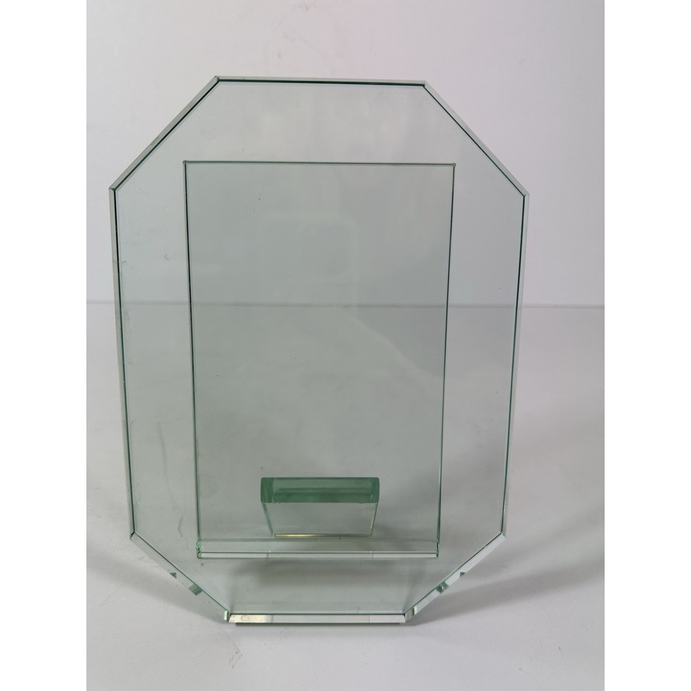 Jade Green Glass Picture Frame 4X6 Photo Free Stand Table Top Modern Octagonal